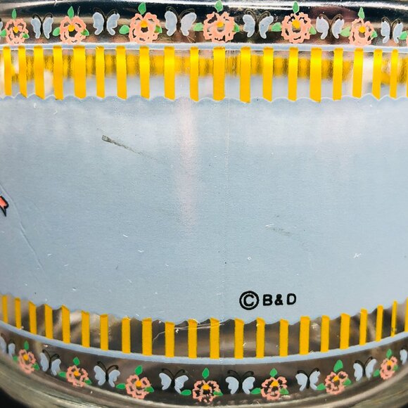 80s Country Mother Goose Ribbon Bow Glass Jar Blue Plastic Lid Vintage Canister - Picture 12 of 12